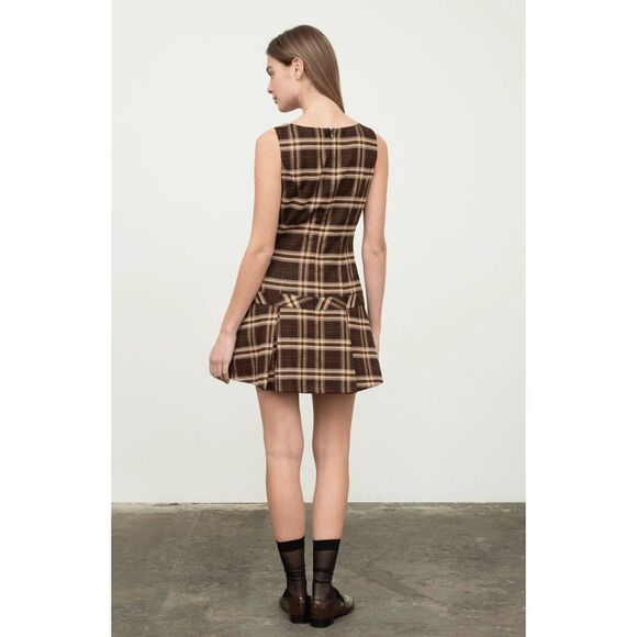 MOON RIVER Sleevless Drop Plaid Mini Dress Brunch Vacation Dress Size S NWT - Picture 2 of 5